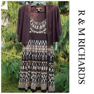 R & M Richards Brown and Black Midi Dress
